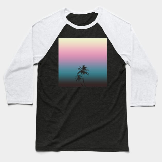 Palm Trees Miami Sunset Baseball T-Shirt by McNutt